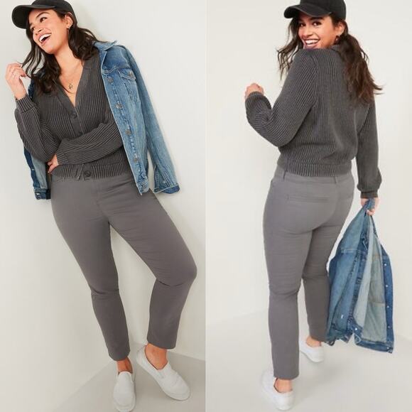 Old Navy Pixie Chino Ankle Pants Greystone Sz.10 NWT - Picture 1 of 6